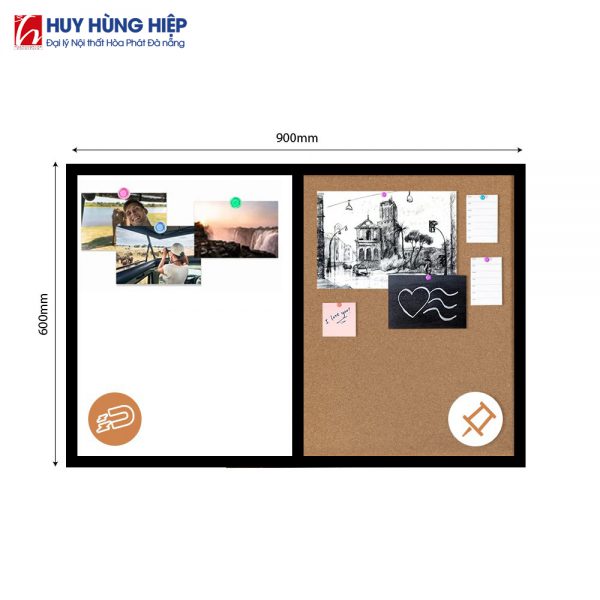 Bảng Combo Ghim Lie - Melamine Trắng Khung gỗ - Hình ảnh 2