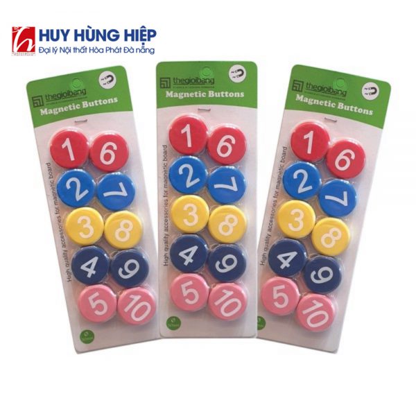 Nam châm viên 3 cm vỉ 10 viên có số