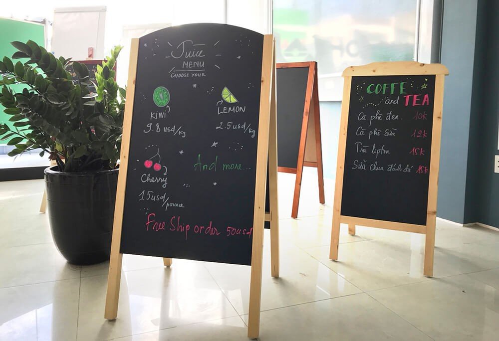 bảng menu viết bút dạ quang